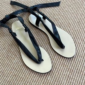 Isabella Kron Patti Sandal Nappa Black Sz 7
